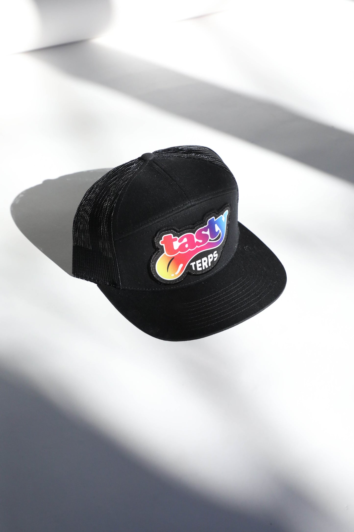 Black 7 Panel Trucker Hat