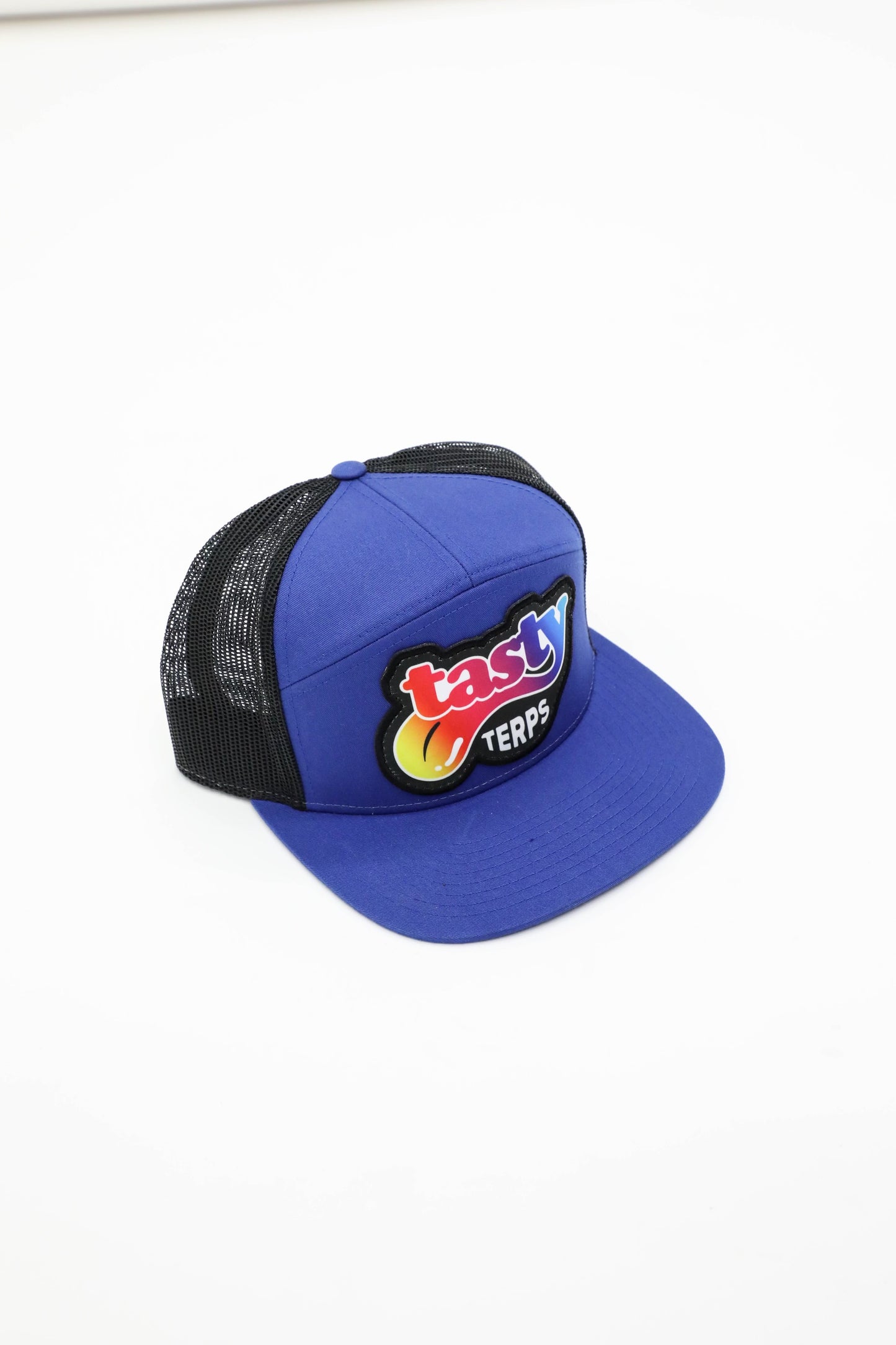 Royal/Black 7 Panel Trucker Hat