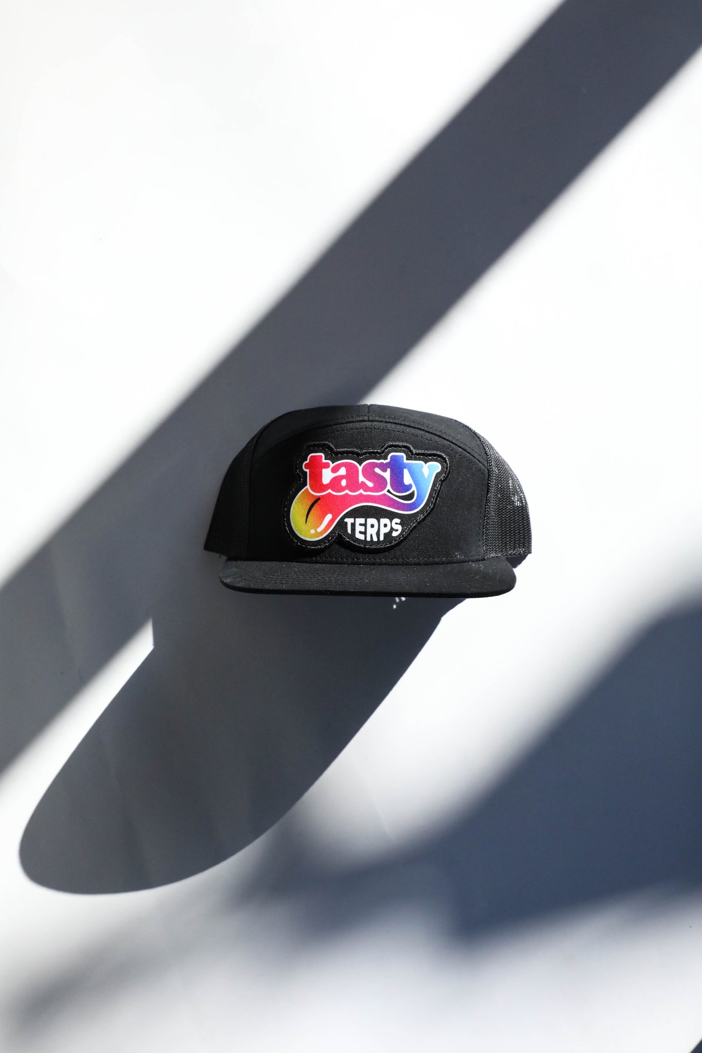 Black 7 Panel Trucker Hat