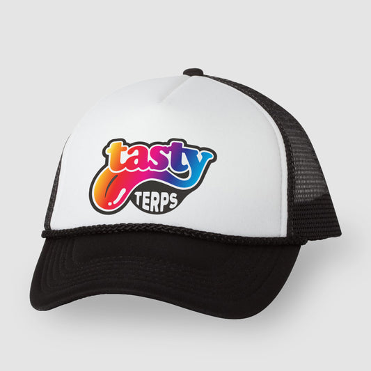 Tasty Terps Logo - Black and White Trucker Hat